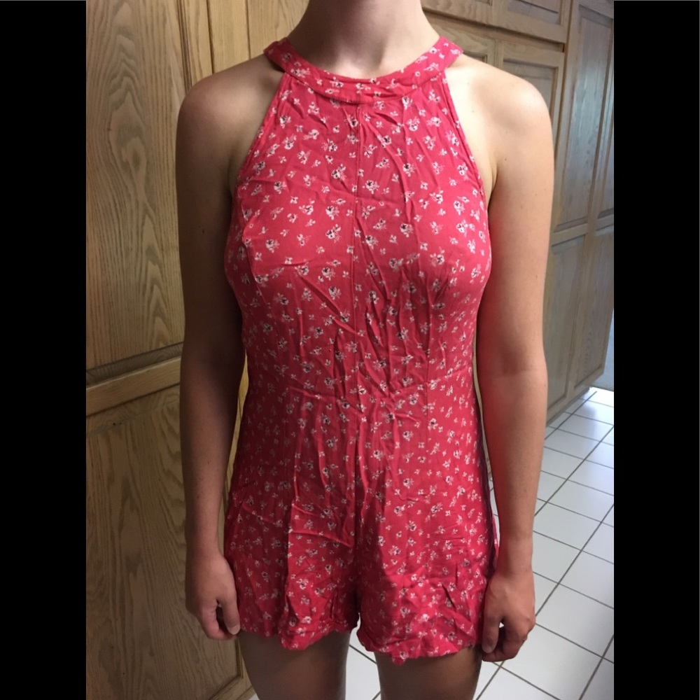 Kimchi Blue Red Pink Floral Romper